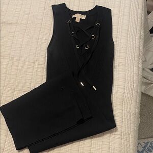Michael Kors Black Lace-Up Jumpsuit